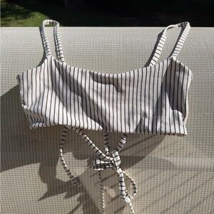 Kendall & Kylie Black and White Striped Crop Top